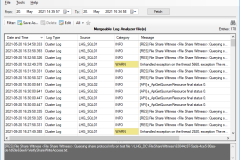 Merged cluster logs presented chronologically